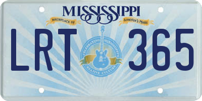 MS license plate LRT365