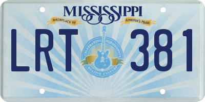 MS license plate LRT381
