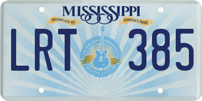 MS license plate LRT385