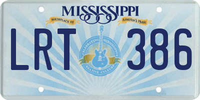 MS license plate LRT386