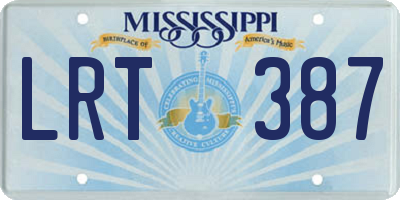 MS license plate LRT387
