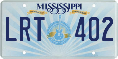 MS license plate LRT402
