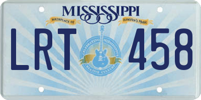 MS license plate LRT458