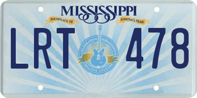 MS license plate LRT478