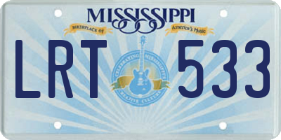 MS license plate LRT533