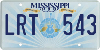 MS license plate LRT543