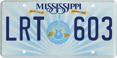 MS license plate LRT603