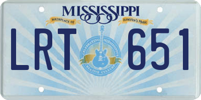 MS license plate LRT651