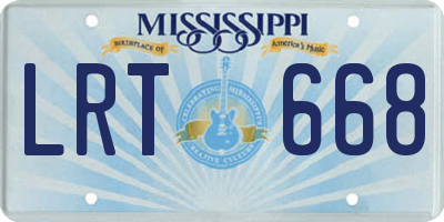 MS license plate LRT668