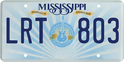 MS license plate LRT803