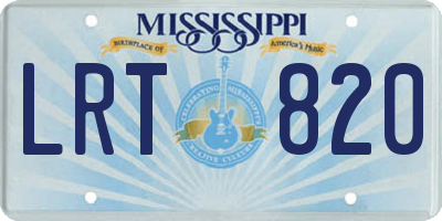 MS license plate LRT820