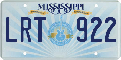 MS license plate LRT922