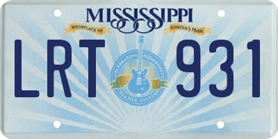 MS license plate LRT931