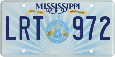 MS license plate LRT972