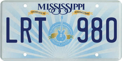 MS license plate LRT980