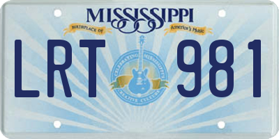 MS license plate LRT981