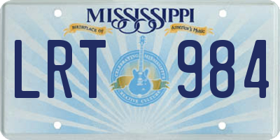 MS license plate LRT984