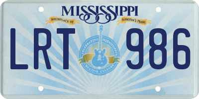 MS license plate LRT986