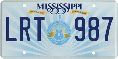 MS license plate LRT987