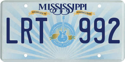 MS license plate LRT992