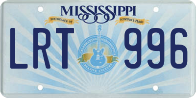 MS license plate LRT996
