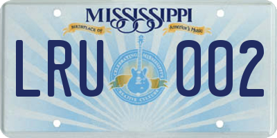 MS license plate LRU002