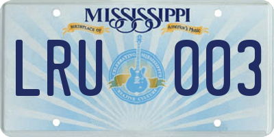 MS license plate LRU003