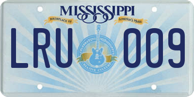 MS license plate LRU009