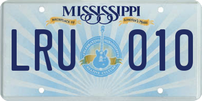 MS license plate LRU010