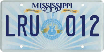 MS license plate LRU012