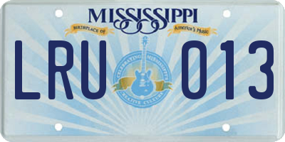MS license plate LRU013