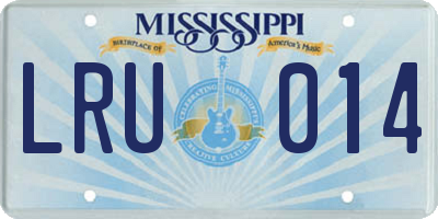 MS license plate LRU014