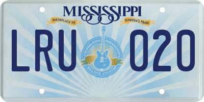 MS license plate LRU020
