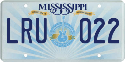 MS license plate LRU022