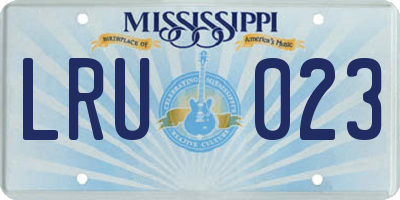 MS license plate LRU023