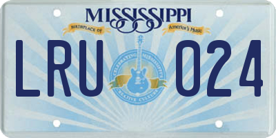 MS license plate LRU024