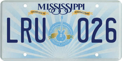 MS license plate LRU026