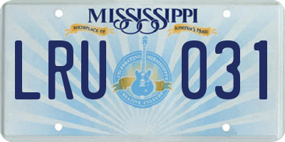 MS license plate LRU031