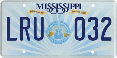 MS license plate LRU032