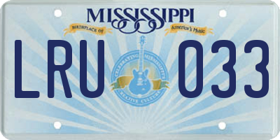 MS license plate LRU033