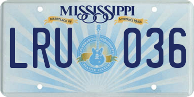 MS license plate LRU036