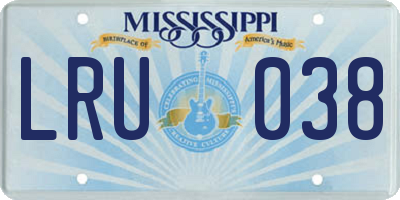 MS license plate LRU038