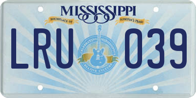 MS license plate LRU039