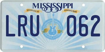MS license plate LRU062