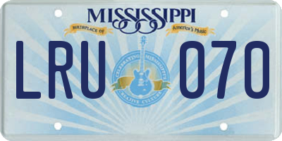 MS license plate LRU070
