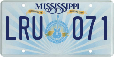 MS license plate LRU071