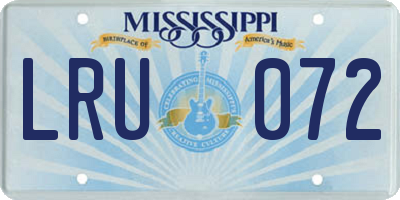MS license plate LRU072
