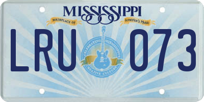 MS license plate LRU073