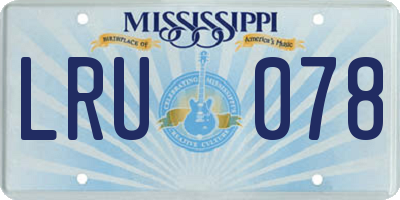 MS license plate LRU078