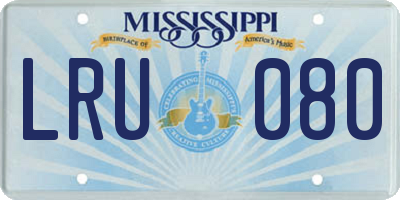 MS license plate LRU080